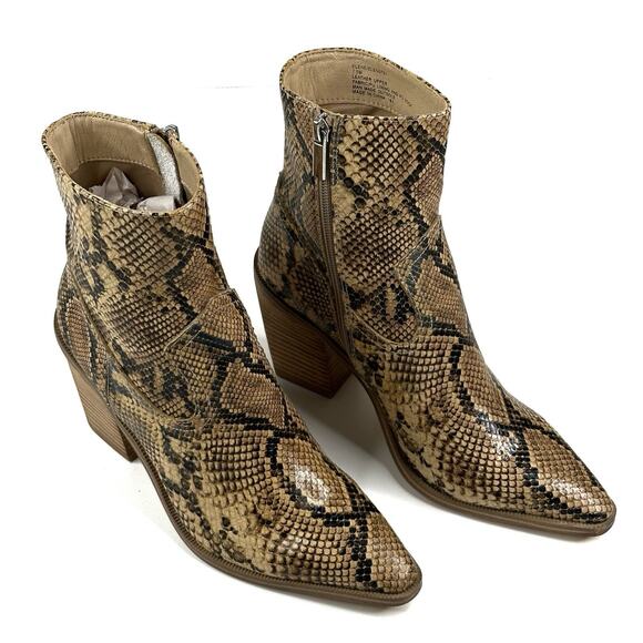 Steve Madden Elene Women's Snake Print Leather Ankle Boots Size 7.5M Booties New - Picture 1 of 13